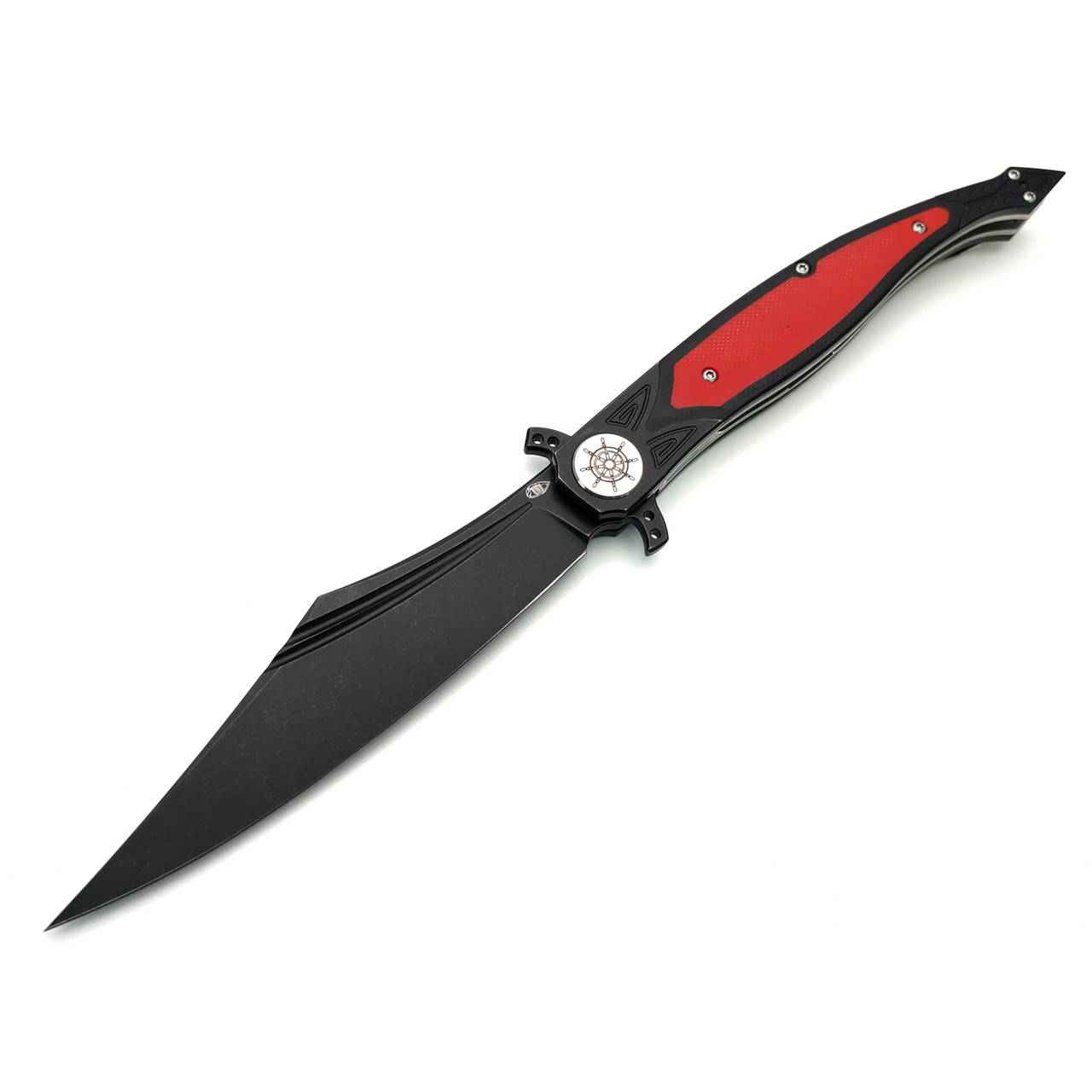 Reptilian складной нож Билли Бонс-03R сталь VG-10 блэквош, рукоять G10 red, steel black