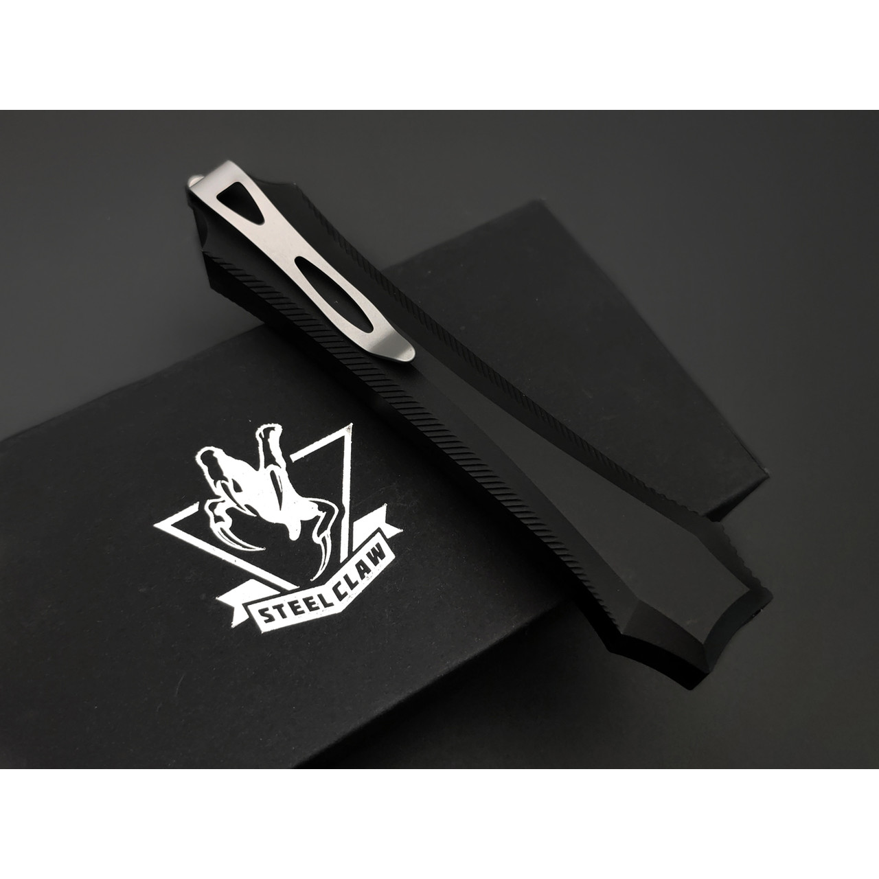 Steelclaw фронтальный нож Бретёр-02 сталь D2 satin, рукоять Aluminum black