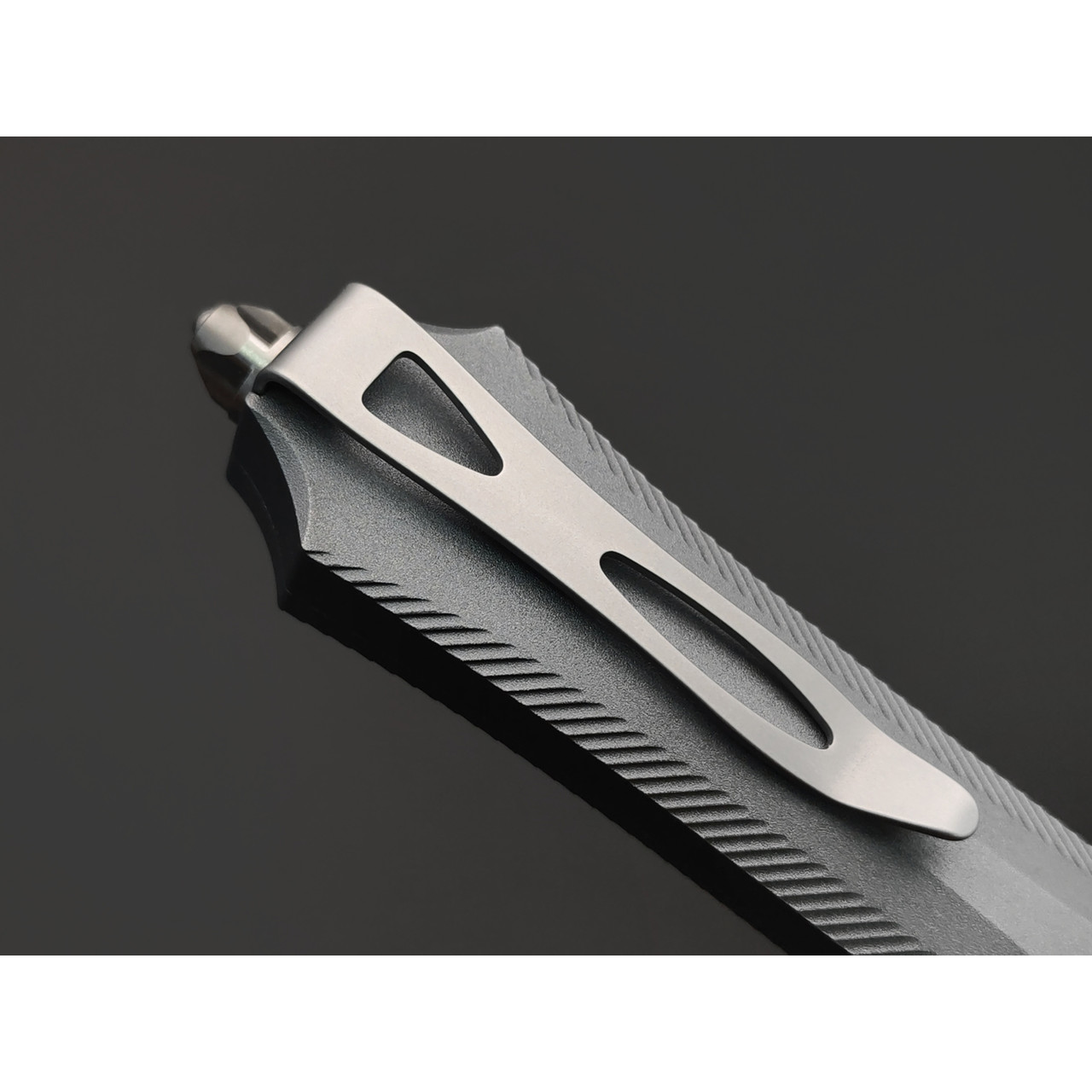 Steelclaw фронтальный нож Бретёр-01 сталь D2 satin, рукоять Aluminum grey