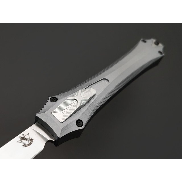 Steelclaw фронтальный нож Бретёр-01 сталь D2 satin, рукоять Aluminum grey