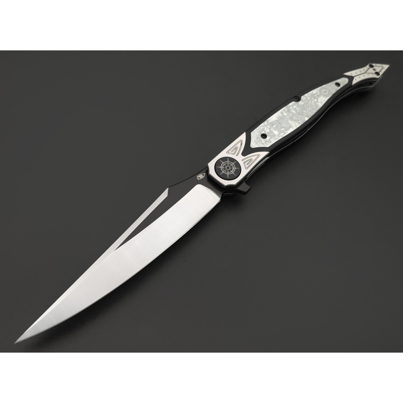 Reptilian складной нож Билли Бонс-04 сталь VG-10 satin-black, рукоять G10 black-white, steel