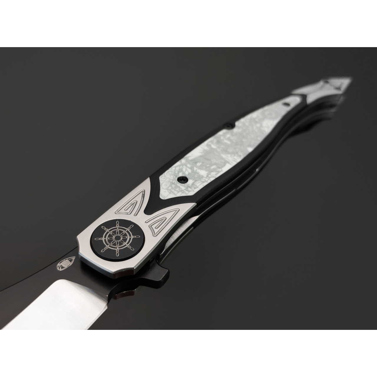 Reptilian складной нож Билли Бонс-04 сталь VG-10 satin-black, рукоять G10 black-white, steel
