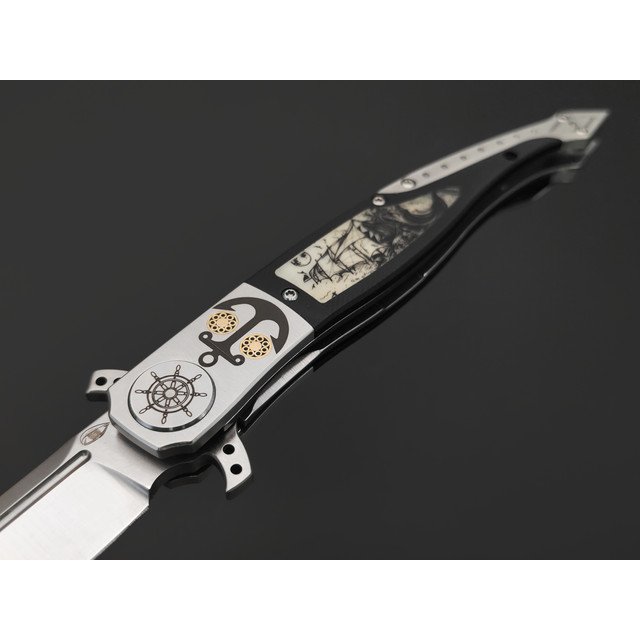 Reptilian складной нож Билли Бонс-01 сталь VG-10 satin, рукоять G10 black, steel