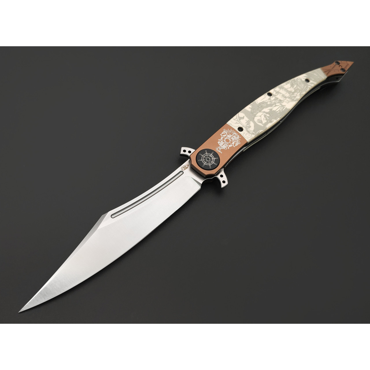Reptilian складной нож Билли Бонс-02 сталь VG-10 satin, рукоять G10 white, steel bronze