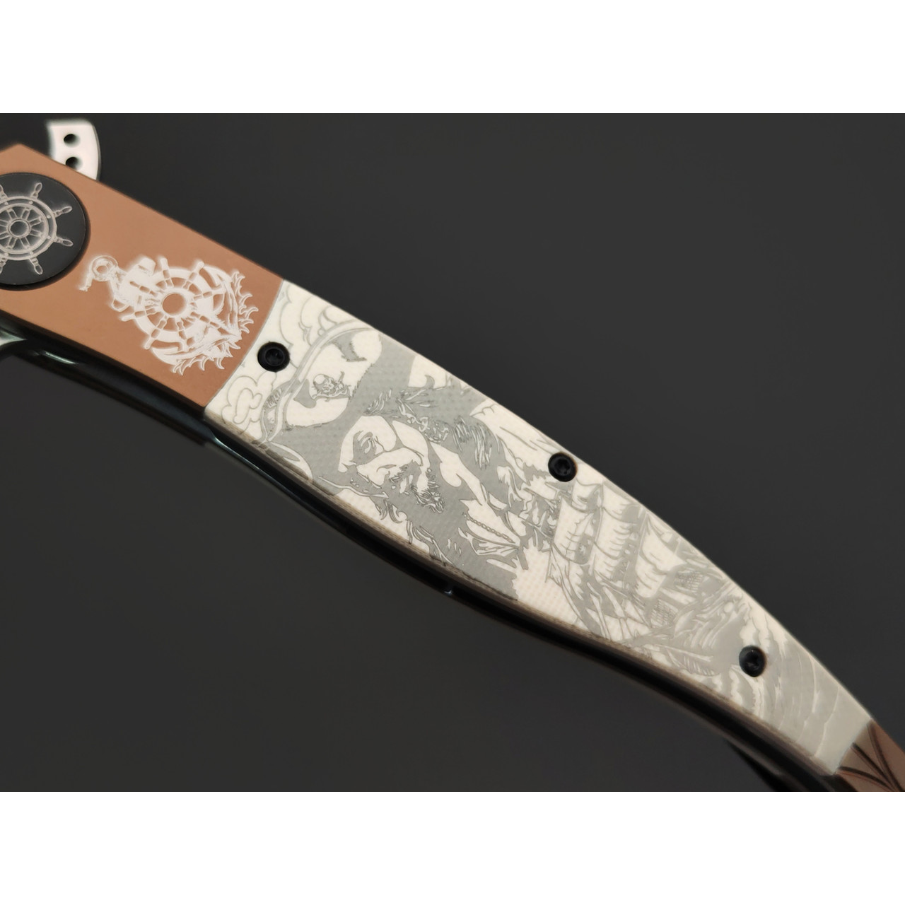 Reptilian складной нож Билли Бонс-02 сталь VG-10 satin, рукоять G10 white, steel bronze