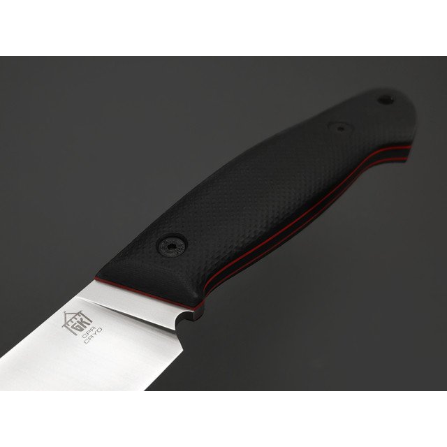 Град Горький нож Охотник сталь CPR satin, рукоять G10 black & red