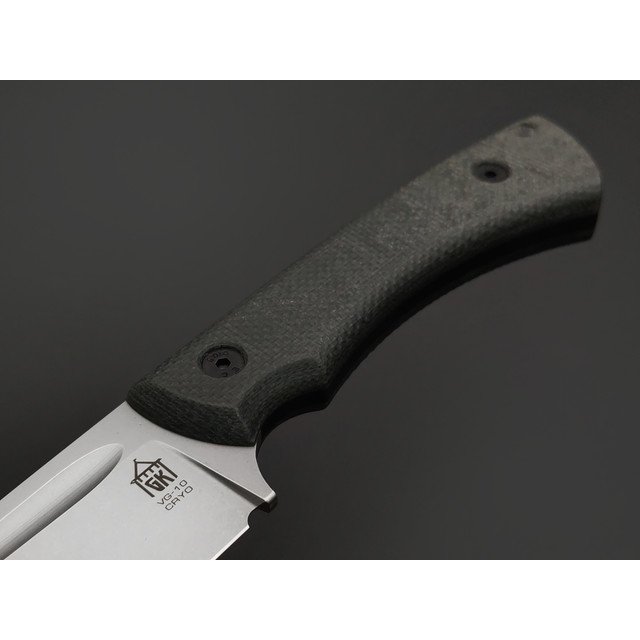 Град Горький нож Райбек №2 сталь VG-10 стоунвош, рукоять Micarta grey canvas, G10 black