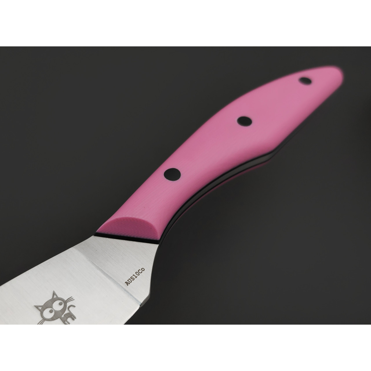 Золотое Сечение нож Загадочная Лагерта - Котики сталь Aus-10Co satin, рукоять G10 pink & black