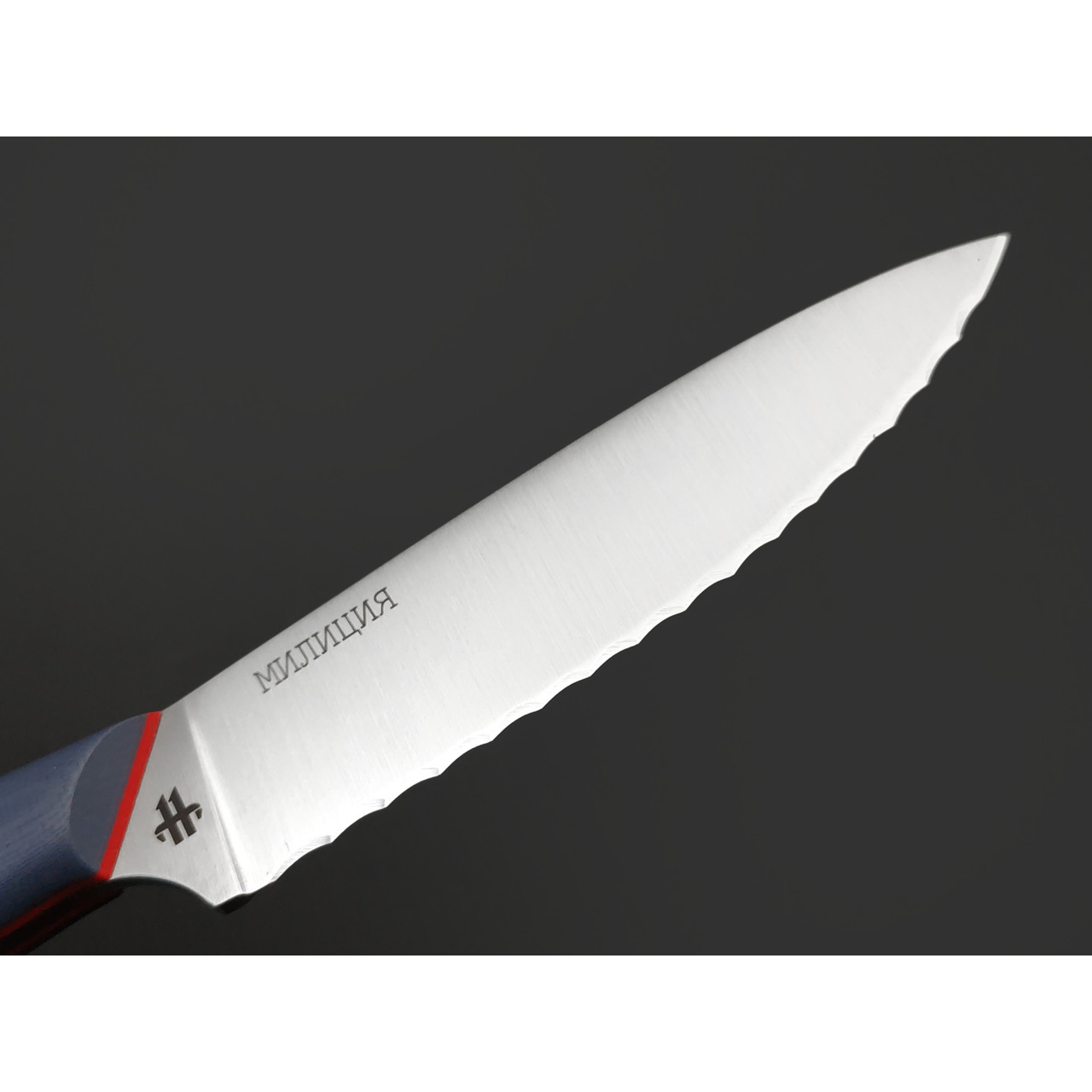 Золотое Сечение нож Милиция сталь Aus-10Co satin, рукоять G10 grey & red, латунь