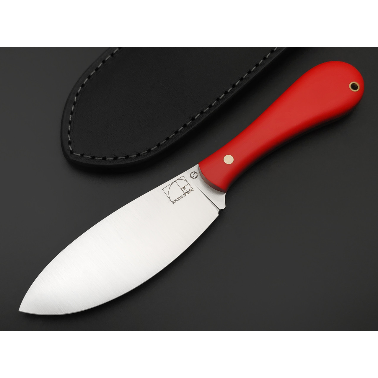 Золотое Сечение нож Веспа-Магнум сталь VG-10 satin, спуски конвекс, рукоять G10 red, латунь