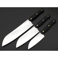 Платонов Д.Г. набор из 3 кухонных ножей Сантоку, сталь Aus-10, рукоять G10 black, латунь