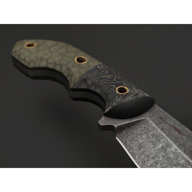 Волчий Век нож Бхадж Малый сталь 95Х18 WA блэквош, рукоять G10 black & olive, латунь