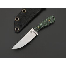 Андрей Кулаков нож KUL0250 сталь VG-10, рукоять Carbon fiber neon green & black, латунь