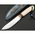 Кузница Ковчег нож Таёжный сталь M398 satin, рукоять Элфорин, carbon fiber orange, мокумэ-ганэ, ножны с ручной росписью