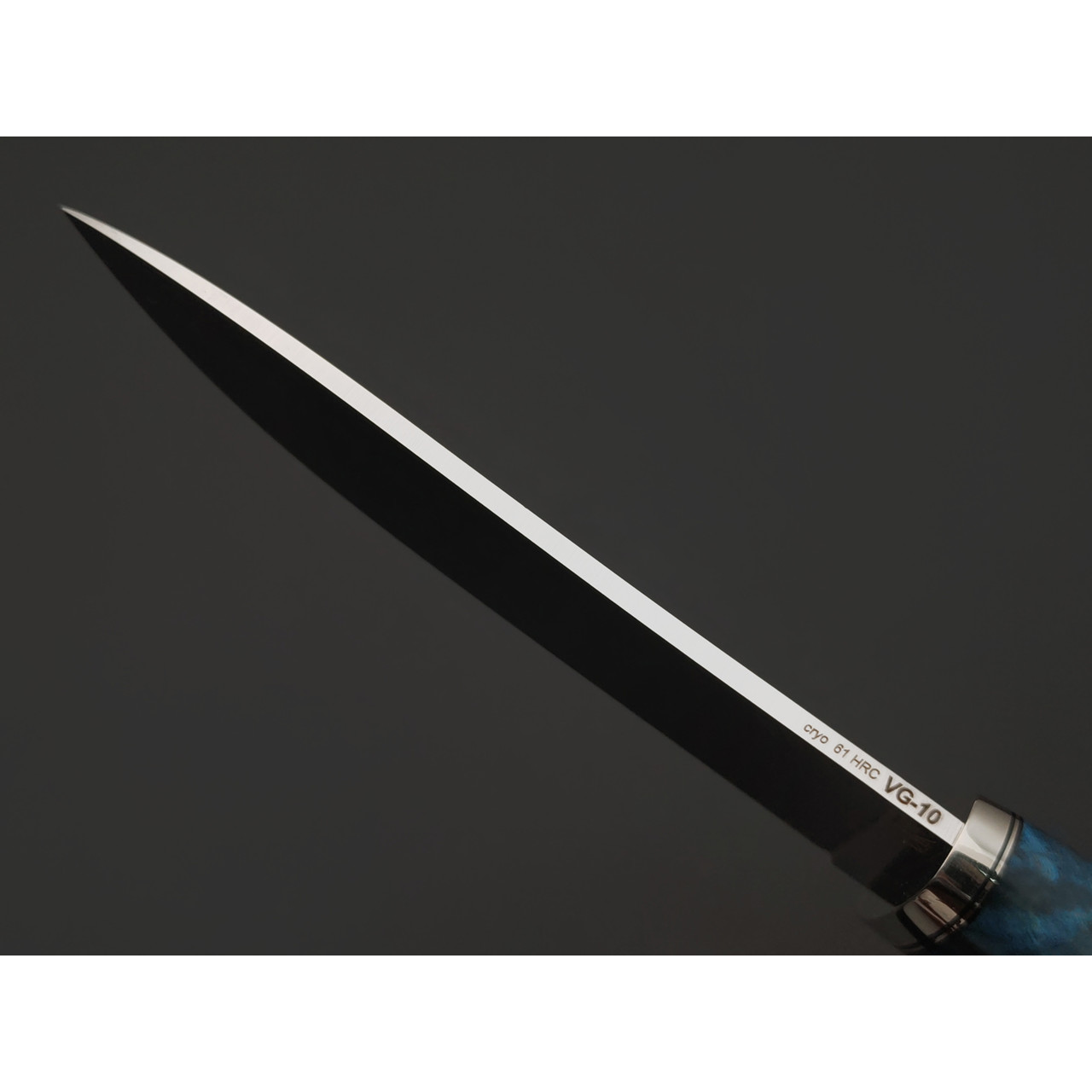 Кузница Ковчег нож Таёжный сталь VG-10 satin, рукоять стаб. Карельская берёза синяя, мельхиор