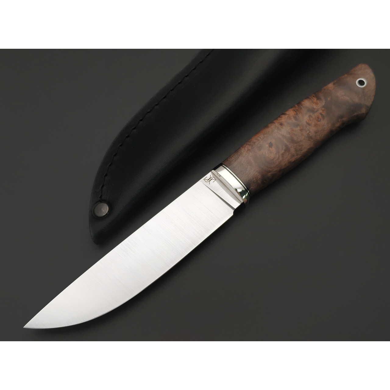 Кузница Ковчег нож Скаут сталь VG-10 satin, рукоять стаб. Карельская берёза тёмная, мельхиор