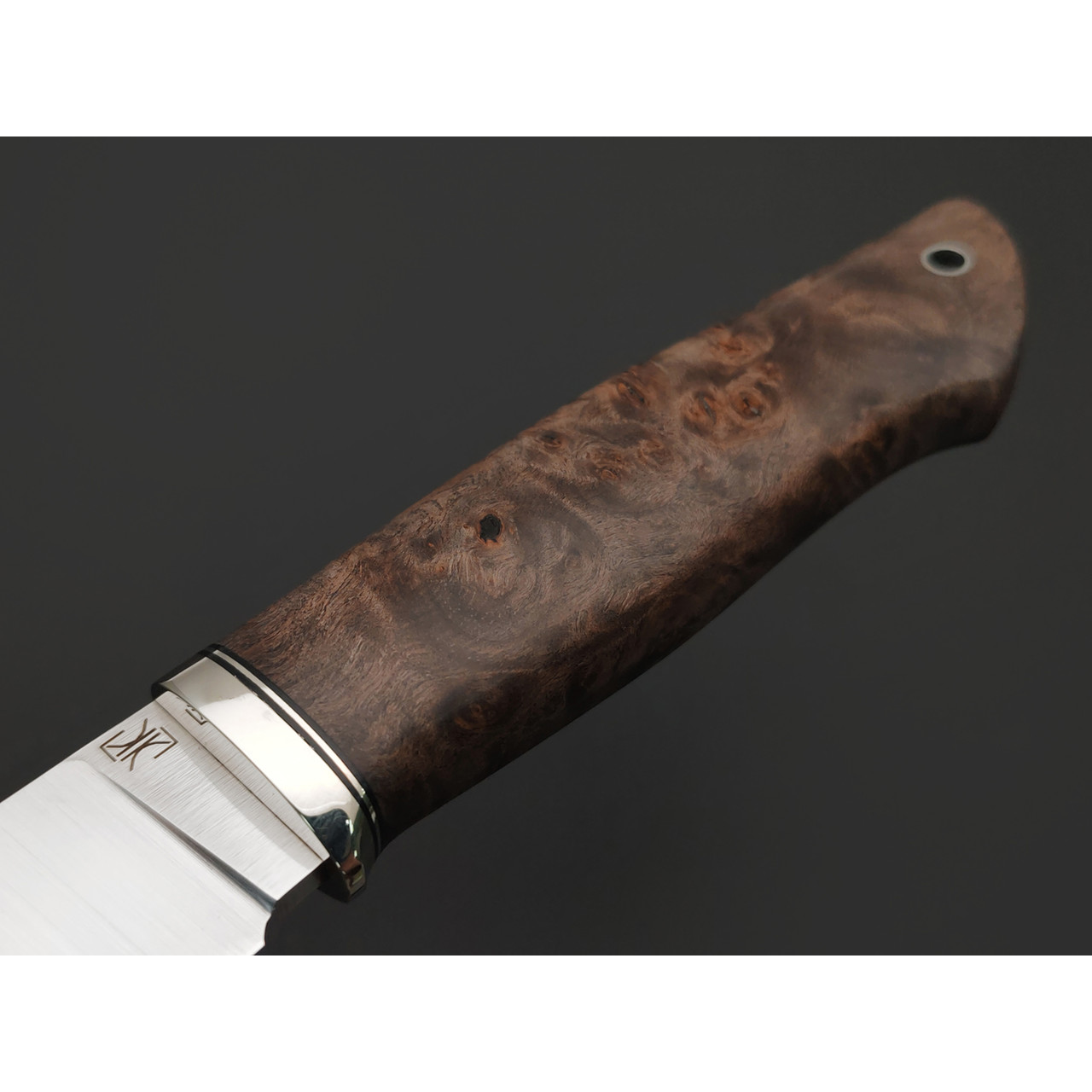 Кузница Ковчег нож Скаут сталь VG-10 satin, рукоять стаб. Карельская берёза тёмная, мельхиор