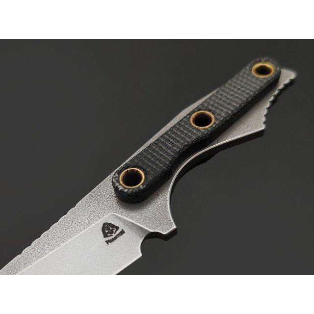 PhantomTools нож Wharncliffe сталь M390 стоунвош, рукоять Micarta black canvas, ножны kydex blue