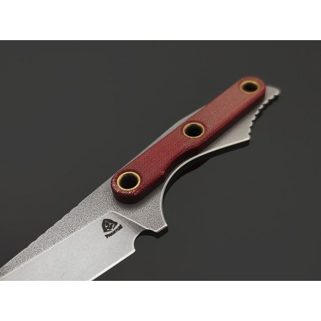 PhantomTools нож Wharncliffe сталь M390 стоунвош, рукоять Micarta red linen, ножны kydex burgundy