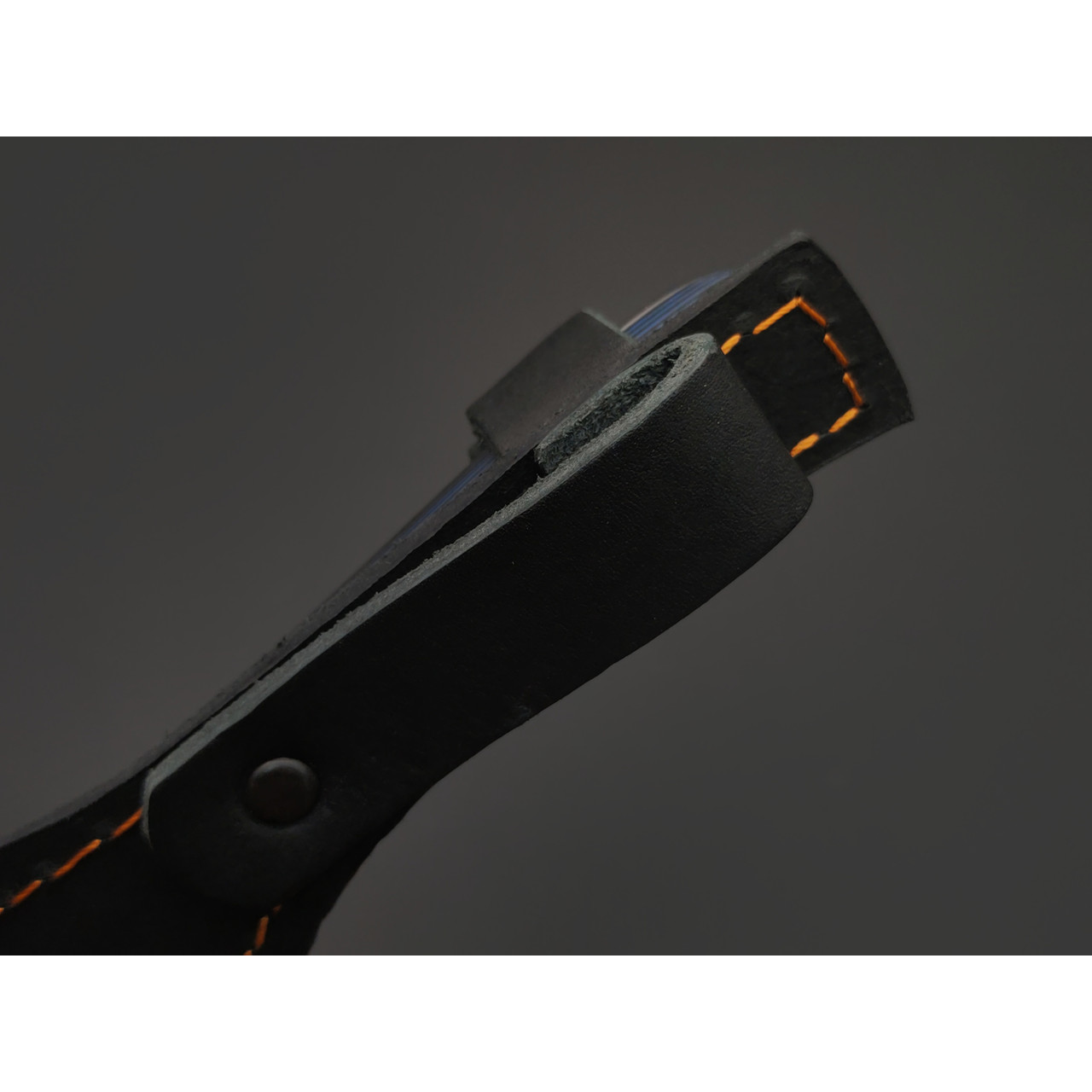 Платонов Д.Г. кухонный нож Paring сталь Aus10Co сатин, рукоять G10 black & blue, кожаные ножны
