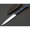Платонов Д.Г. кухонный нож Paring сталь Aus10Co сатин, рукоять G10 black & blue, кожаные ножны Платонов Д.Г. кухонный нож Paring сталь Aus10Co сатин, рукоять G10 black & blue, кожаные ножны