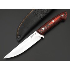 Платонов Д.Г. кованый нож Универсальный ЦМ сталь Х12МФ, рукоять G10 black & red