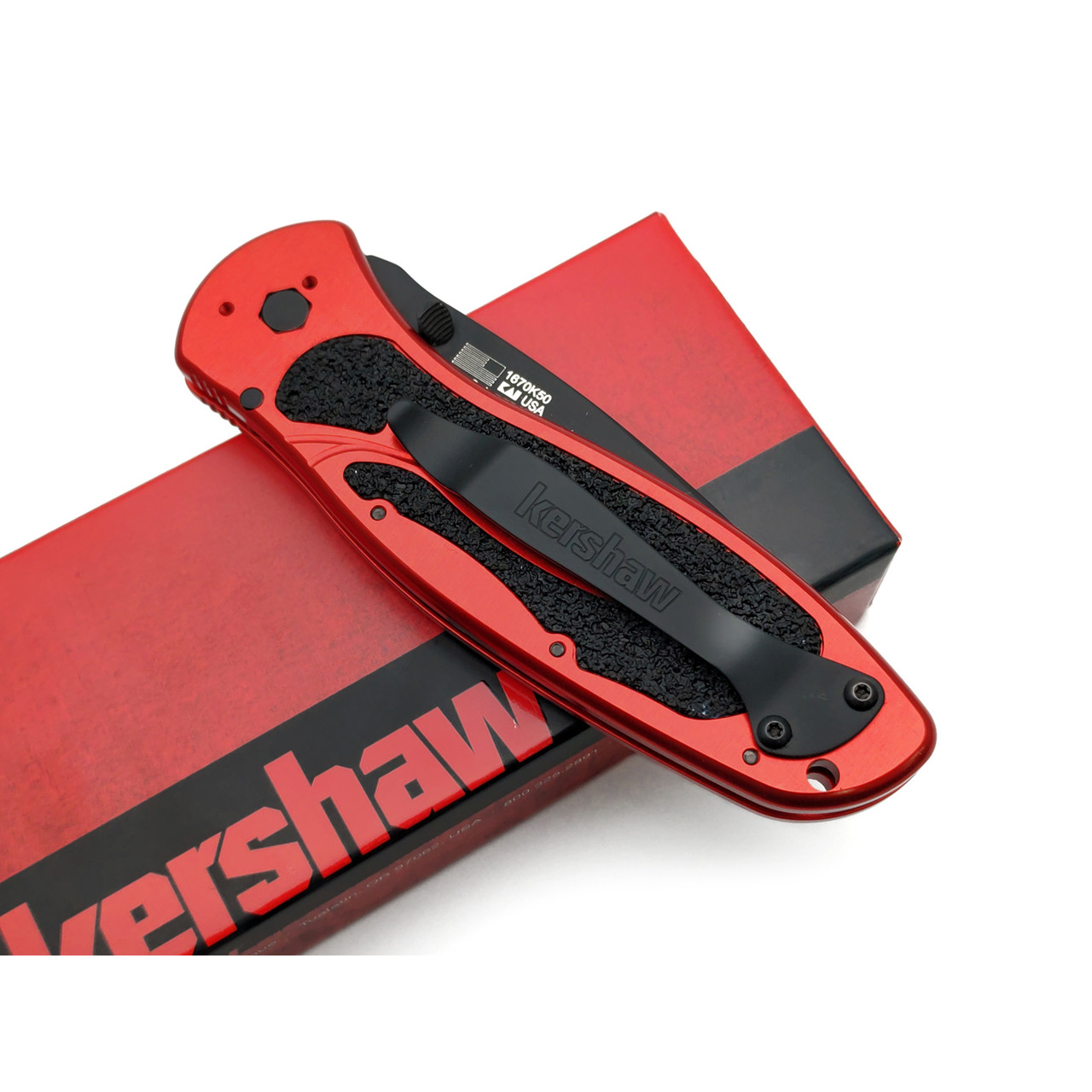Kershaw складной нож Blur 1670K50 50th Anniversary сталь CTS-BDZ-1 black, рукоять Aluminum red, Trac-Tec