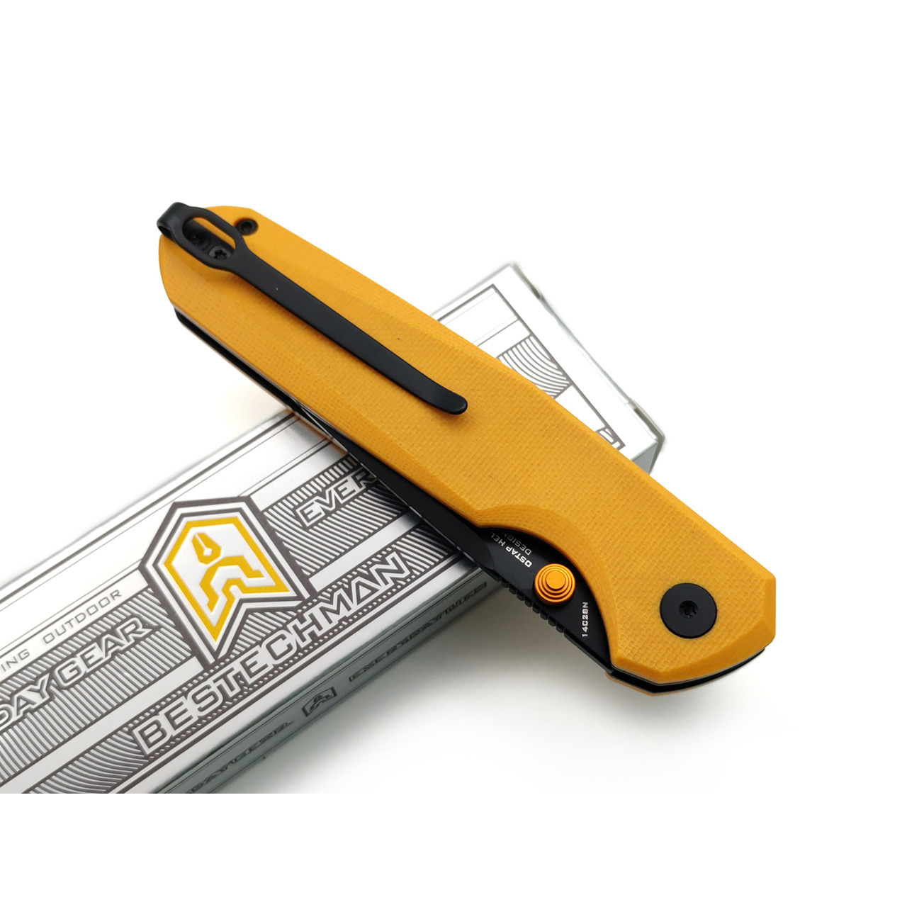 Bestechman складной нож Velix BMK07E сталь 14C28N black PVD, рукоять G10 yellow