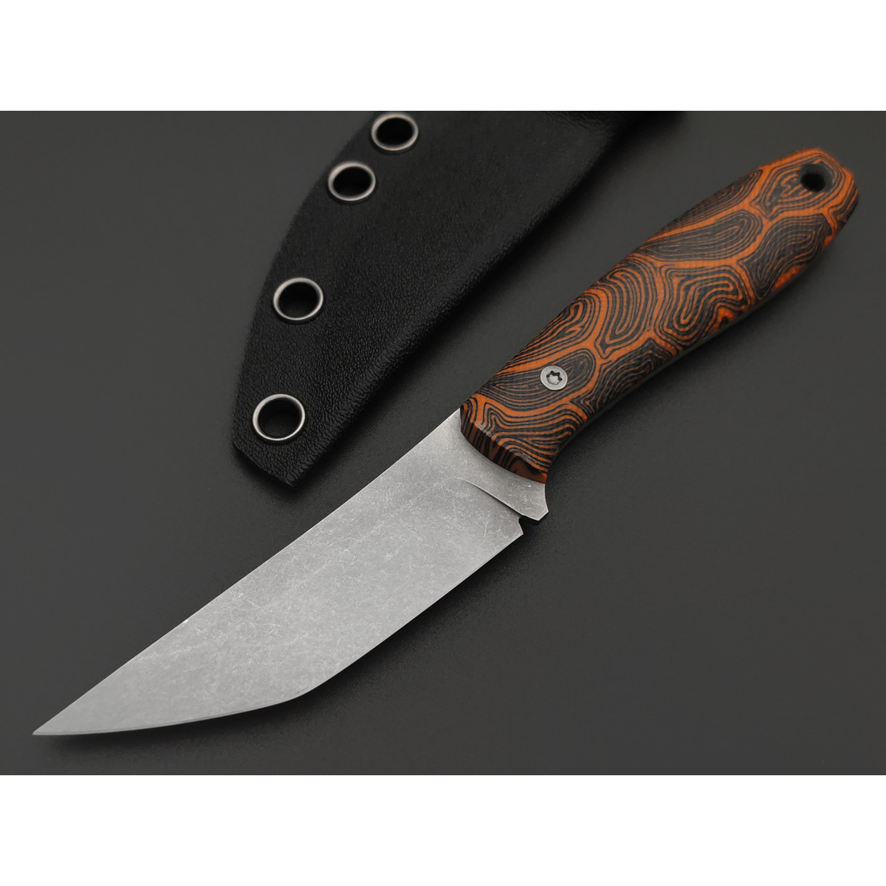 Ural EDC нож ТузЪ Танто сталь M390 стоунвош, рукоять G10 black & orange chaotic