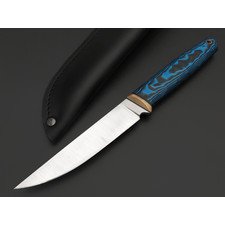 Ural EDC нож РыбакЪ сталь Elmax satin, рукоять G10 black & blue, латунь