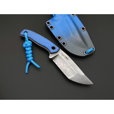 Волчий Век нож Хлыщ малый Custom сталь 95Х18 WA травление Асфальт, рукоять G10 blue & black, латунь