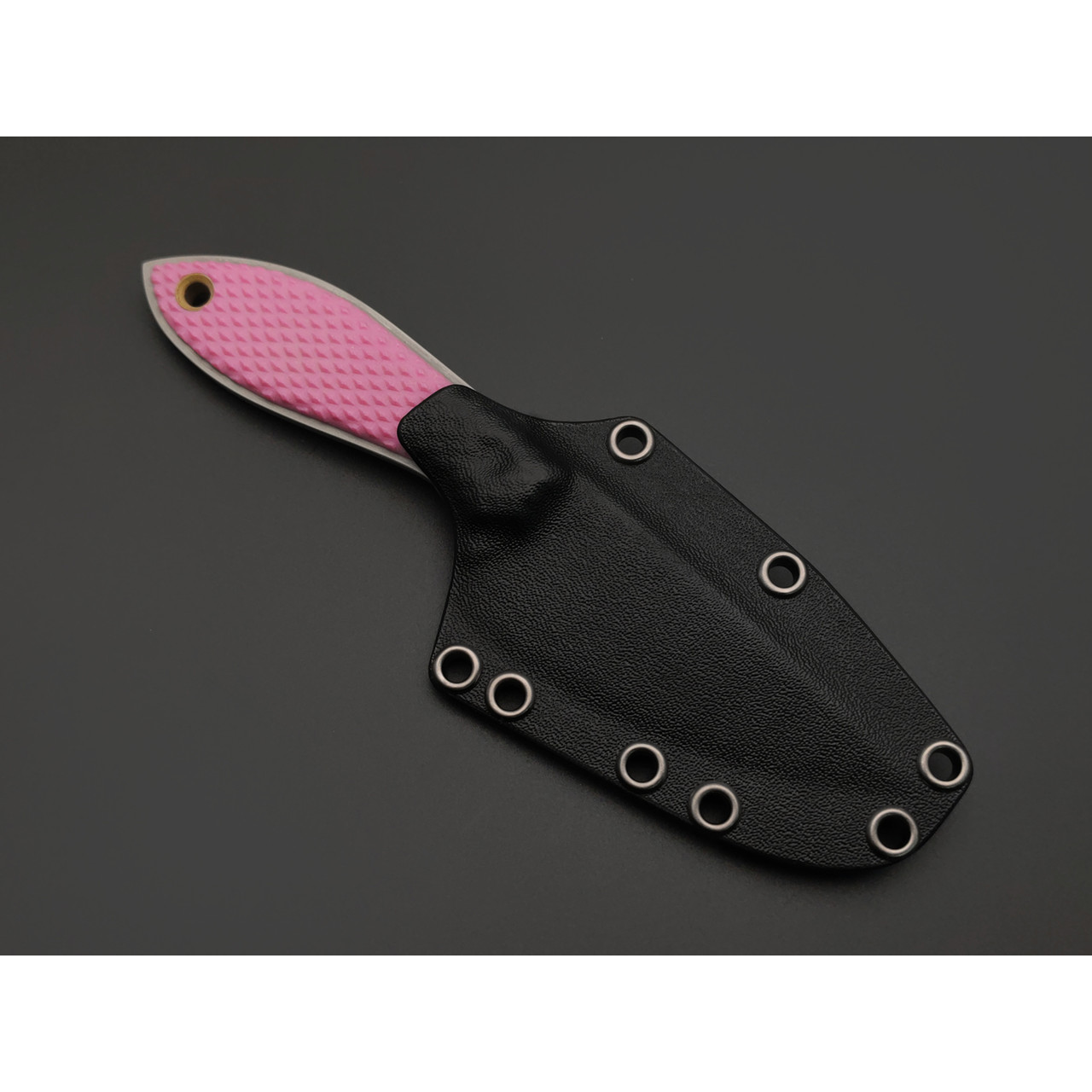 Волчий Век нож МасичЬка сталь 95Х18 WA стоунвош, рукоять G10 pink, латунь
