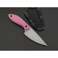 Волчий Век нож МасичЬка сталь 95Х18 WA стоунвош, рукоять G10 pink, латунь