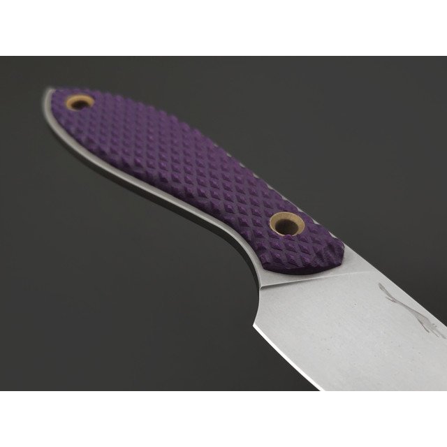 Волчий Век нож МасичЬка сталь 95Х18 WA стоунвош, рукоять G10 purple, латунь
