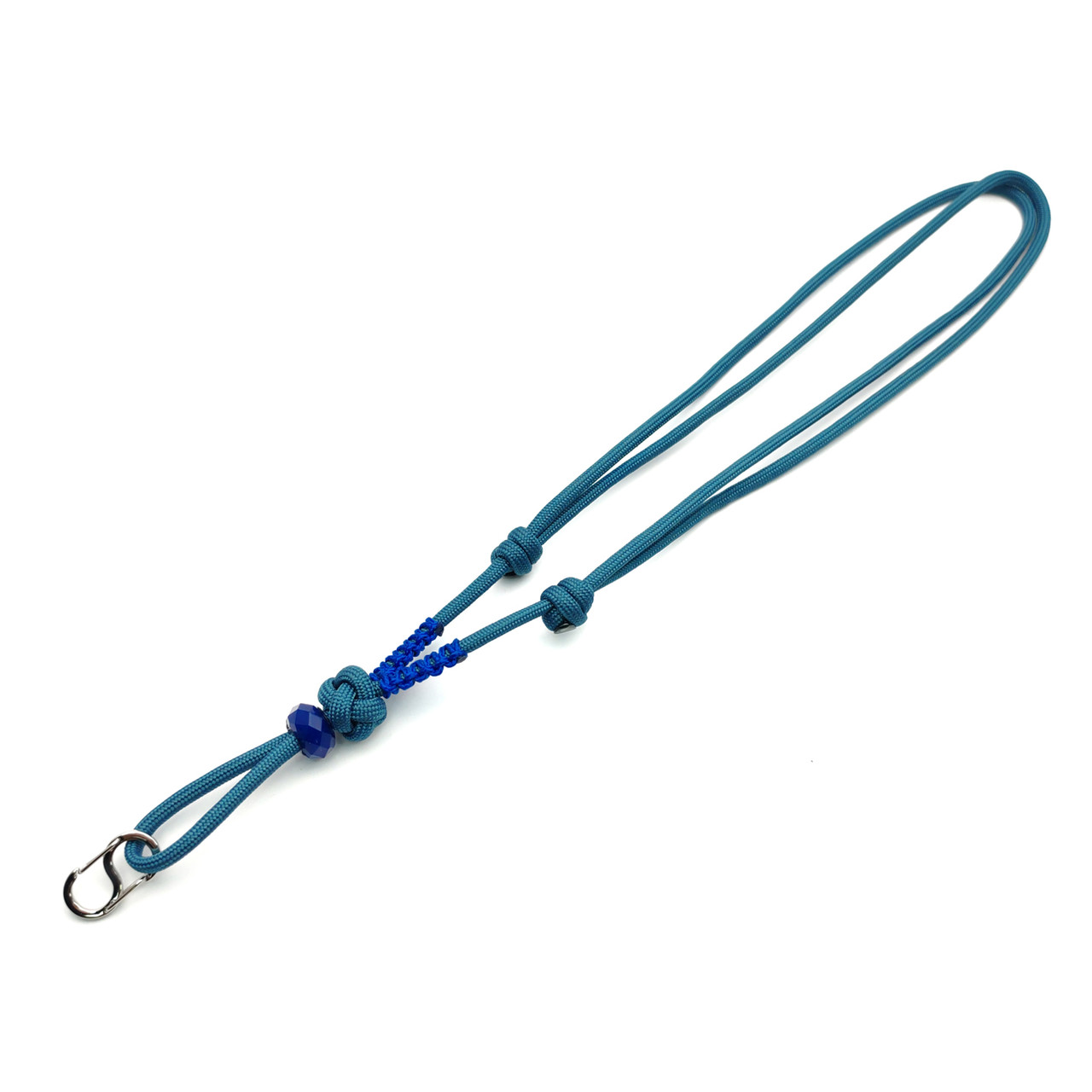 ОрЛина подвес шейный с карабином и бусиной - Navy 550 & Blue Microcord