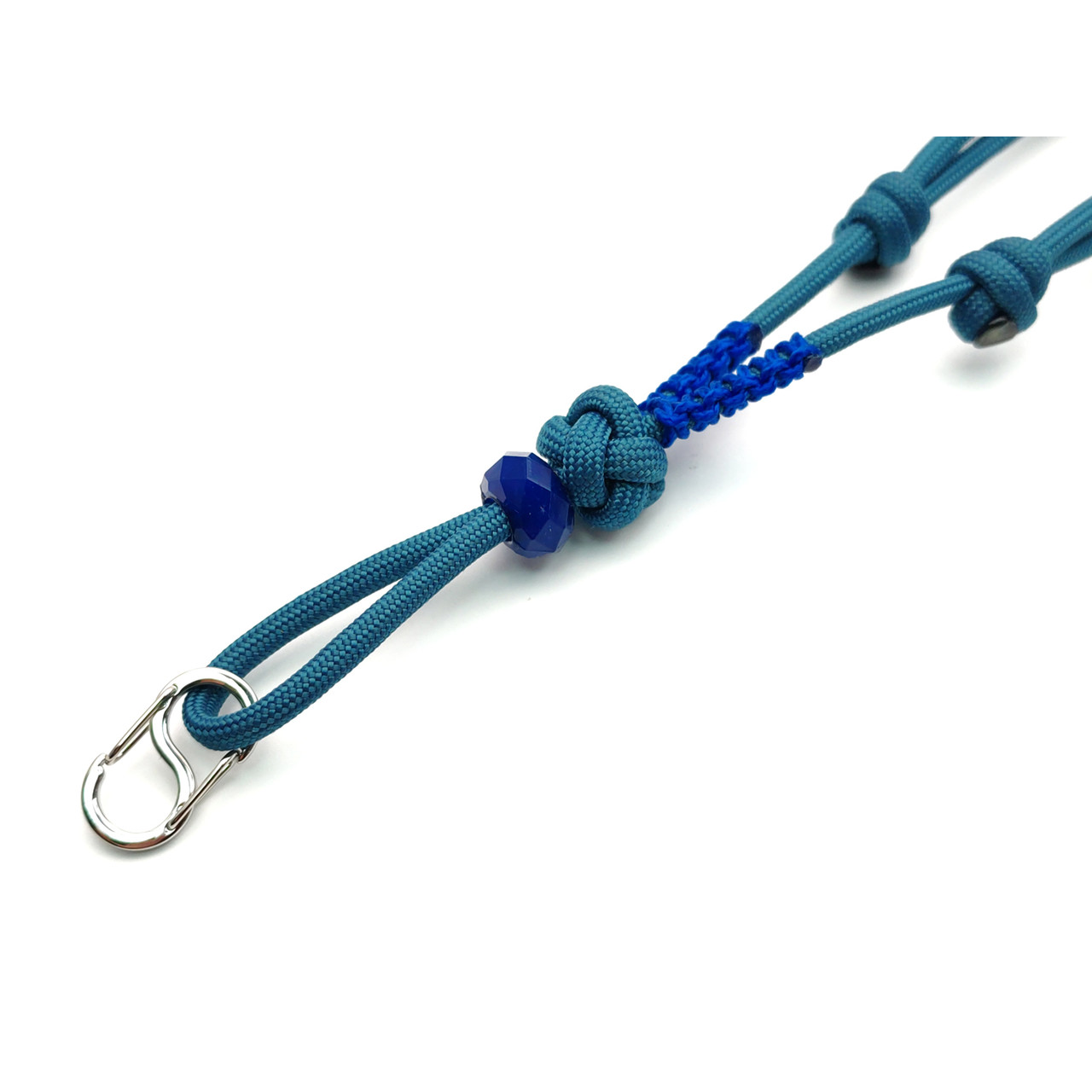 ОрЛина подвес шейный с карабином и бусиной - Navy 550 & Blue Microcord