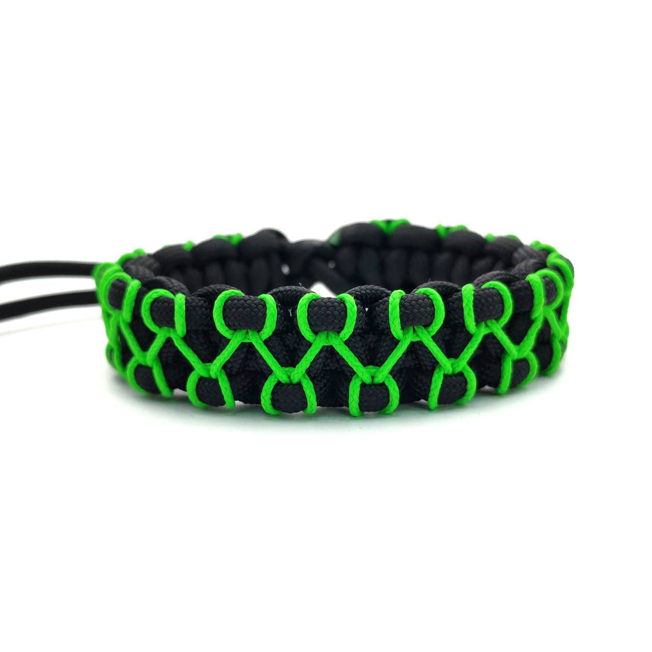 ОрЛина браслет из паракорда Mad Max - Black 550 & Neon Green Microcord, универсальный размер