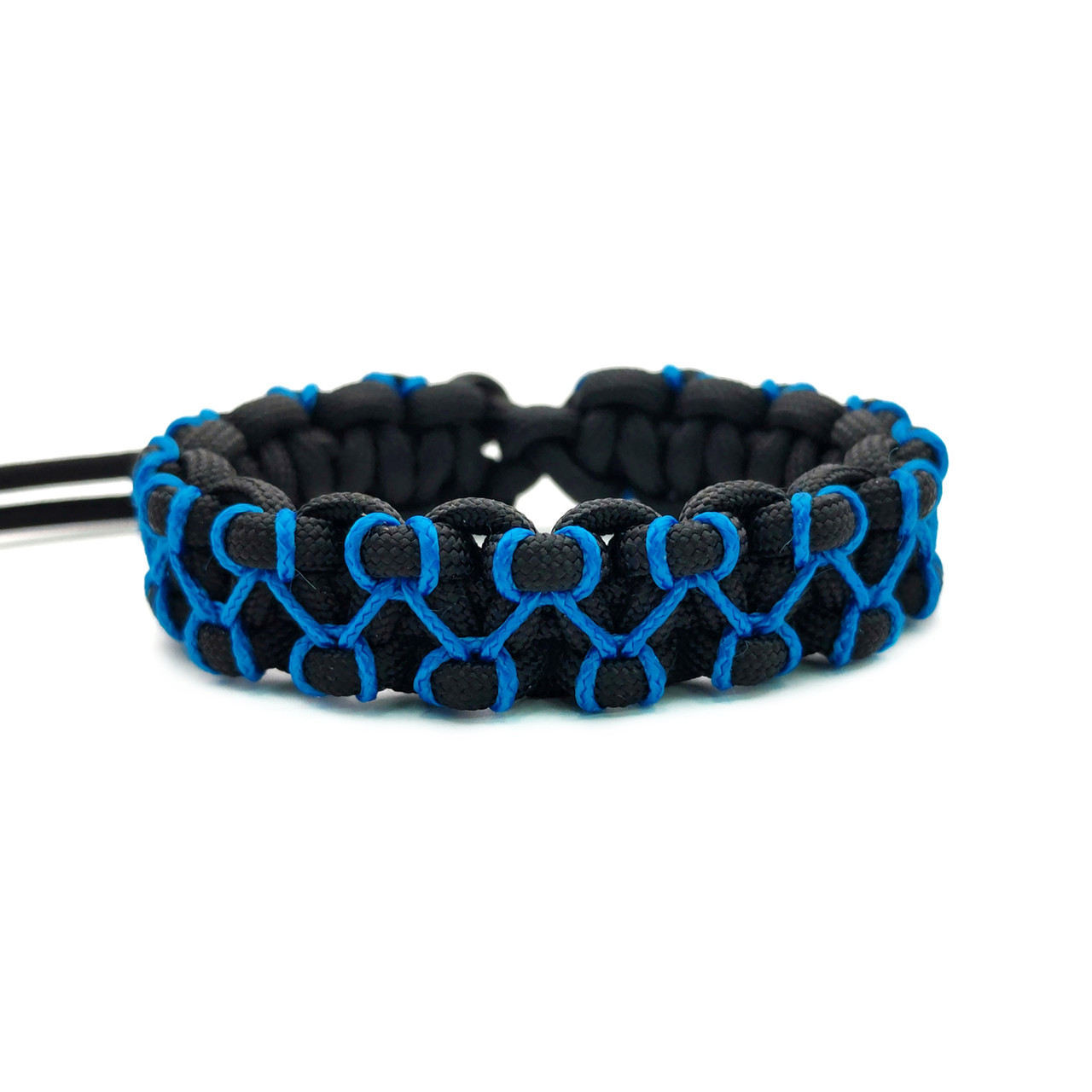 ОрЛина браслет из паракорда Mad Max - Black 550 & Blue Microcord, универсальный размер