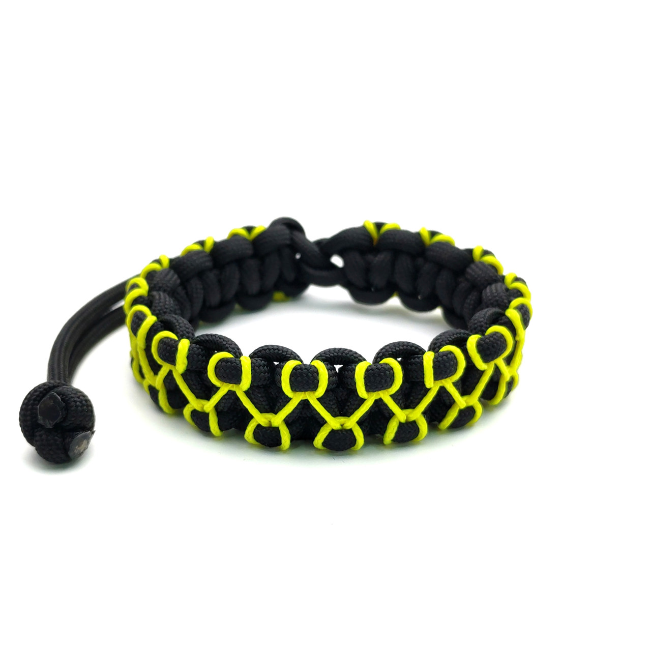 ОрЛина браслет из паракорда Mad Max - Black 550 & Neon Yellow Microcord, универсальный размер