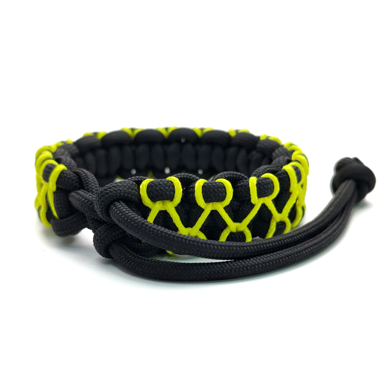 ОрЛина браслет из паракорда Mad Max - Black 550 & Neon Yellow Microcord, универсальный размер
