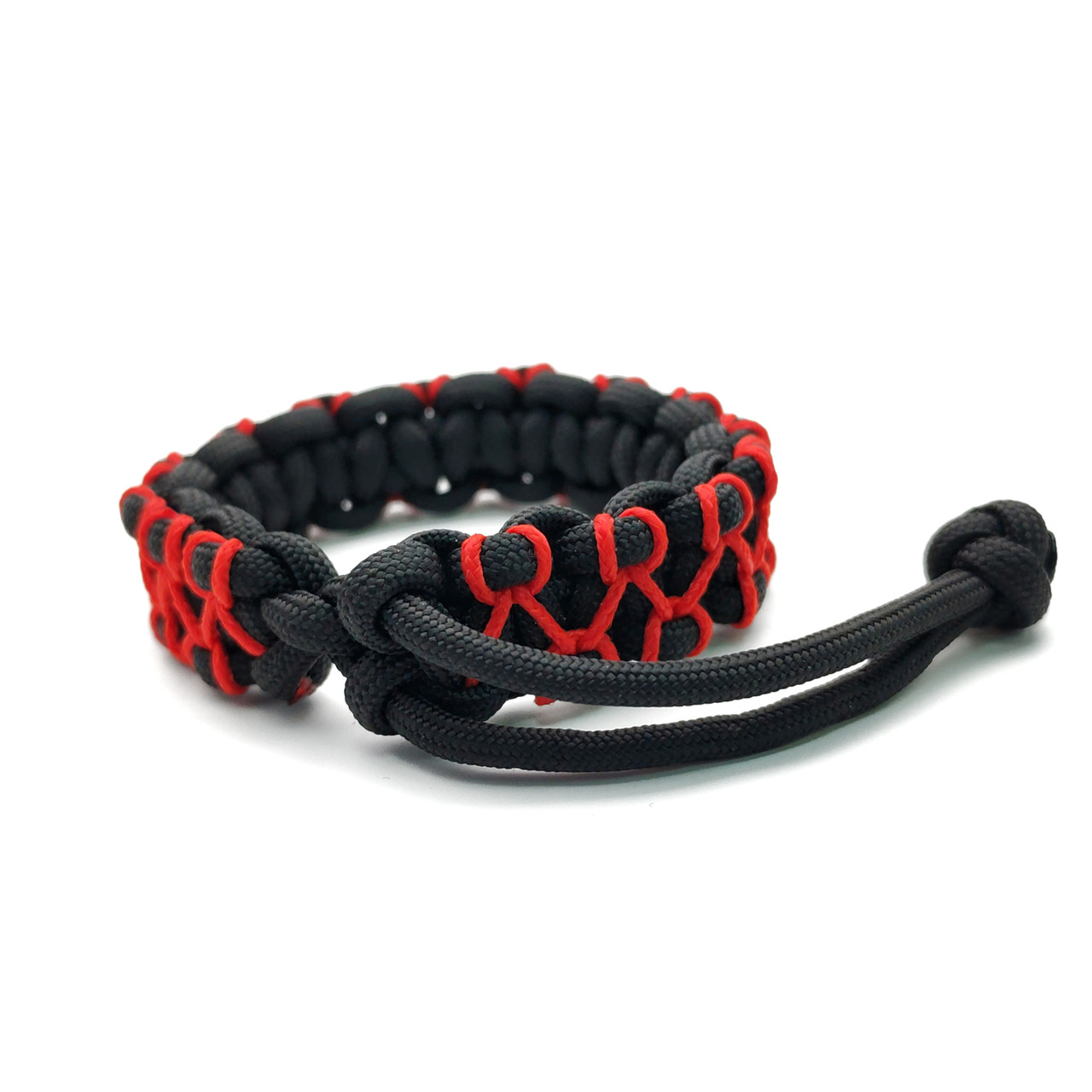 ОрЛина браслет из паракорда Mad Max - Black 550 & Red Microcord, универсальный размер