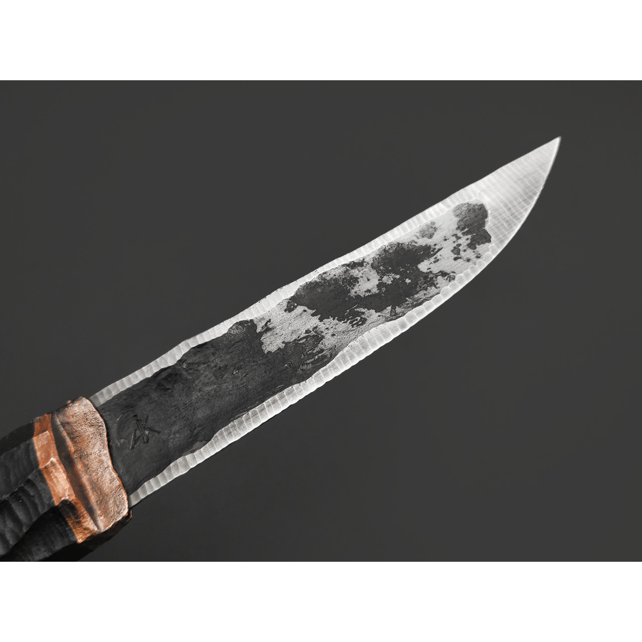 Климочкин Андрей нож Якут большой КА-001 сталь Х12МФ, рукоять Чёрный граб, медь