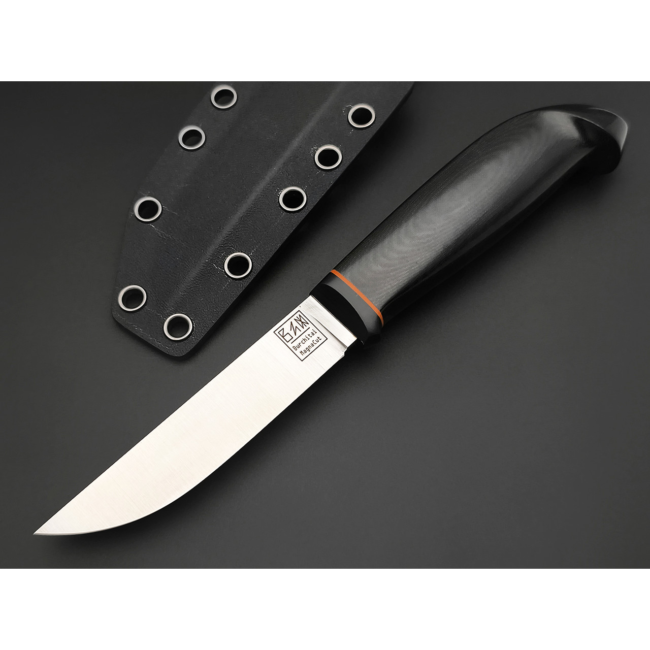 Zh Knives нож Septima 3 сталь Magnacut сатин, рукоять Микарта тёмно-серая, G10 оранж и чёрный