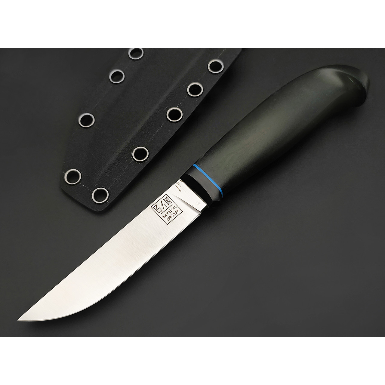 Zh Knives нож Septima 3 сталь CPM S90V сатин, рукоять Микарта тёмно-зелёная, G10 синий и чёрный