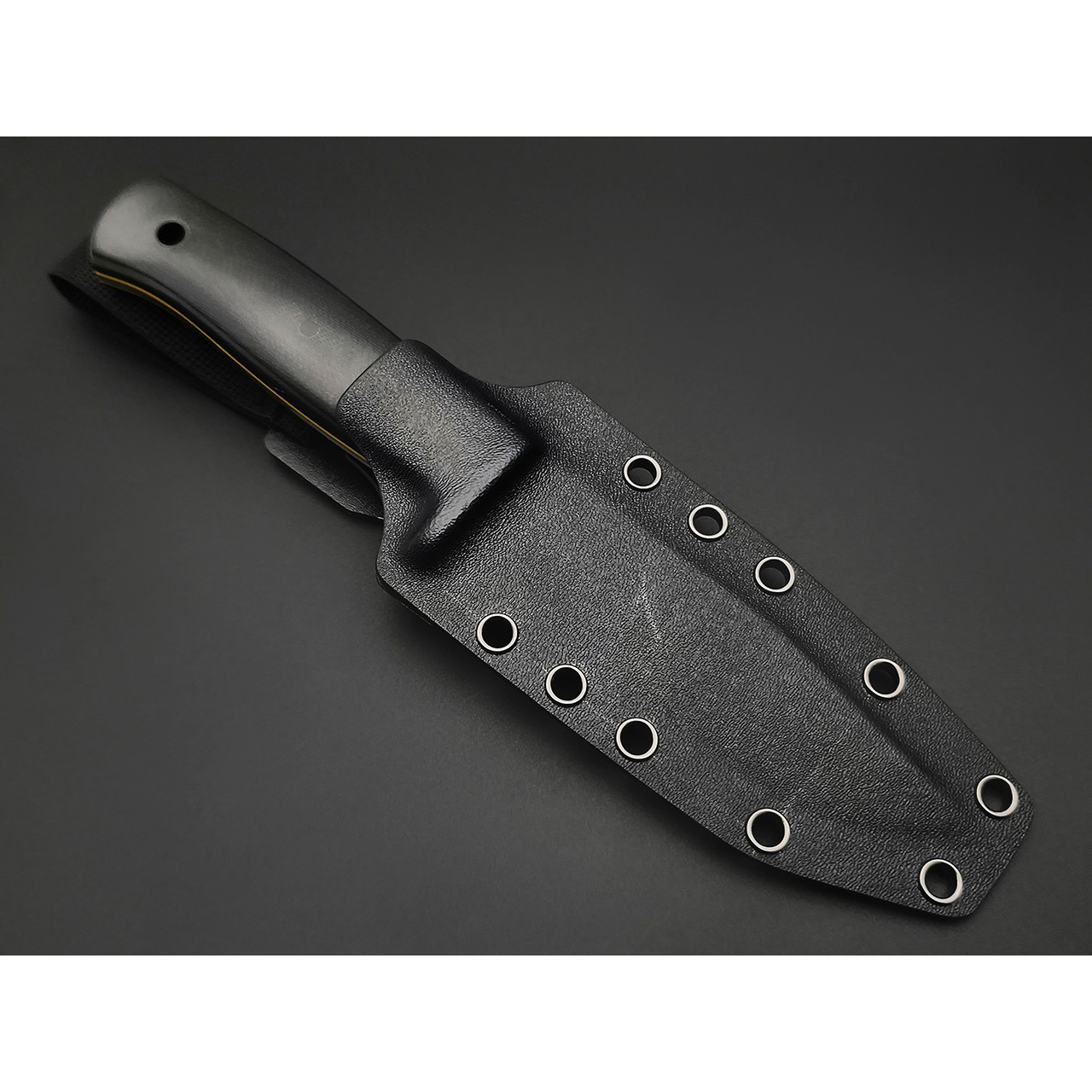 Zh Knives нож Туристический сталь N690 сатин, рукоять Микарта тёмно-серая, G10 жёлтый