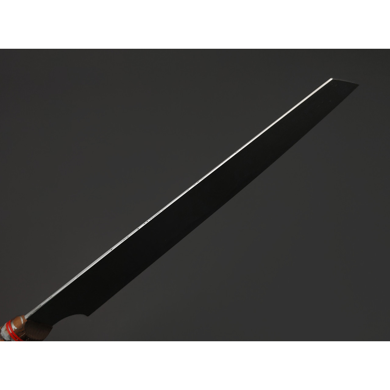 Дмитрий Седюк кухонный нож Kiritsuke сталь ламинат Rex 121, рукоять Айронвуд, стаб. зуб мамонта, мокумэ-ганэ