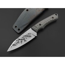 Pocket Wolf нож Кело сталь Aus-10Co гравировка, рукоять G10 серый