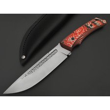 Pocket Wolf нож Раптор сталь K340 стоунвош, рукоять G10 красный с серым и чёрным