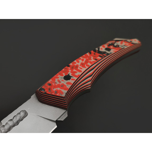 Pocket Wolf нож Раптор сталь K340 стоунвош, рукоять G10 красный с серым и чёрным