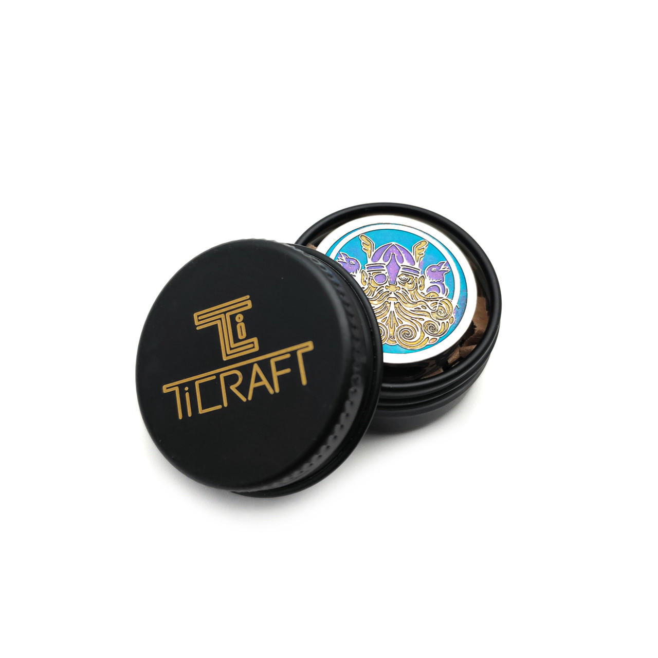 TiCRAFT темлячная бусина "Один и Древо Жизни" титан с поэтапным анодированием, гравировка (фиолетовый фон)